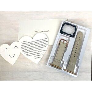 Apple Watch Replacement Band 42mm-44mm Grey Leather Rose Gold Black New In Box